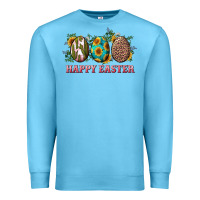 Ocean Blue happy easter eggs with sunflower leopard and cactus Premium Sweatshirt - RanaPortraitStore