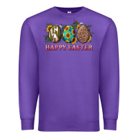 Purple happy easter eggs with sunflower leopard and cactus Premium Sweatshirt - RanaPortraitStore