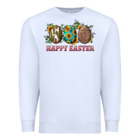 White happy easter eggs with sunflower leopard and cactus Premium Sweatshirt - RanaPortraitStore