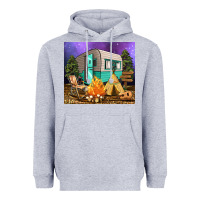 Heather Grey camping Heavyweight Hoodie - RanaPortraitStore