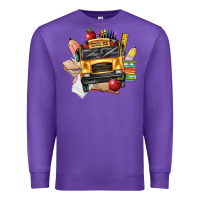 Purple school bus driver front Premium Sweatshirt - texasbilliewilder