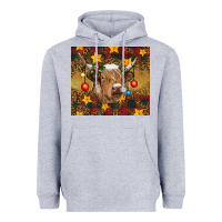 Heather Grey Christmas cow Heavyweight Hoodie - RanaPortraitStore