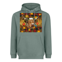 Sage Christmas cow Heavyweight Hoodie - RanaPortraitStore