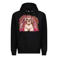 Black shih tzu floral rainbow Premium Hoodie - JahusDesignShop