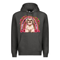 Charcoal Heather shih tzu floral rainbow Premium Hoodie - JahusDesignShop