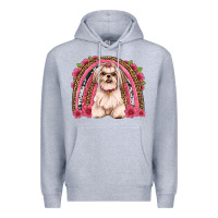 Heather Grey shih tzu floral rainbow Premium Hoodie - JahusDesignShop