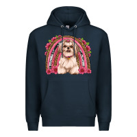 Navy shih tzu floral rainbow Premium Hoodie - JahusDesignShop