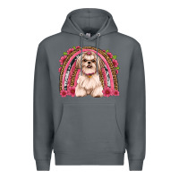 Rock shih tzu floral rainbow Premium Hoodie - JahusDesignShop