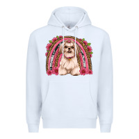White shih tzu floral rainbow Premium Hoodie - JahusDesignShop