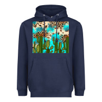 Navy cactus turquoise leopard cowhide tumbler rana Heavyweight Hoodie - RanaPortraitStore