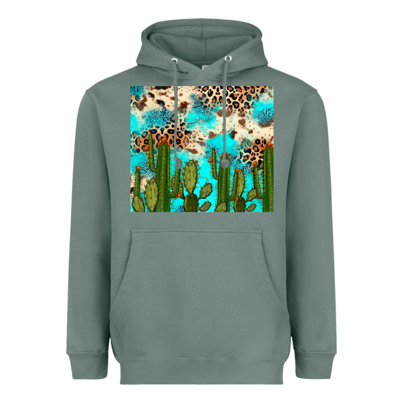 Cactus Turquoise Leopard Cowhide Tumbler Rana Heavyweight Hoodie by RanaPortraitStore | Teevron