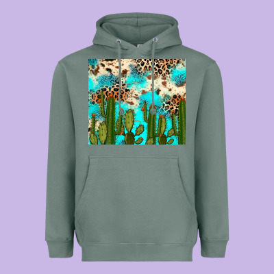 Heavyweight Hoodie cactus turquoise leopard cowhide tumbler rana