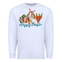 White happy easter bunny carrots and eggs Premium Sweatshirt - RanaPortraitStore