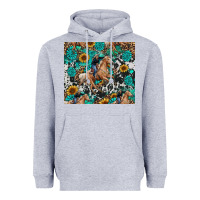 Heather Grey cowgirl sunflower turquoise Heavyweight Hoodie - RanaPortraitStore