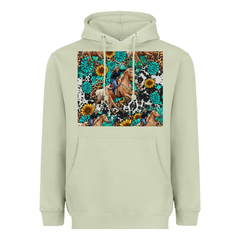 Cowgirl Sunflower Turquoise Heavyweight Hoodie by RanaPortraitStore | Teevron