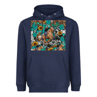 Navy cowgirl sunflower turquoise Heavyweight Hoodie - RanaPortraitStore