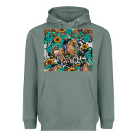Sage cowgirl sunflower turquoise Heavyweight Hoodie - RanaPortraitStore