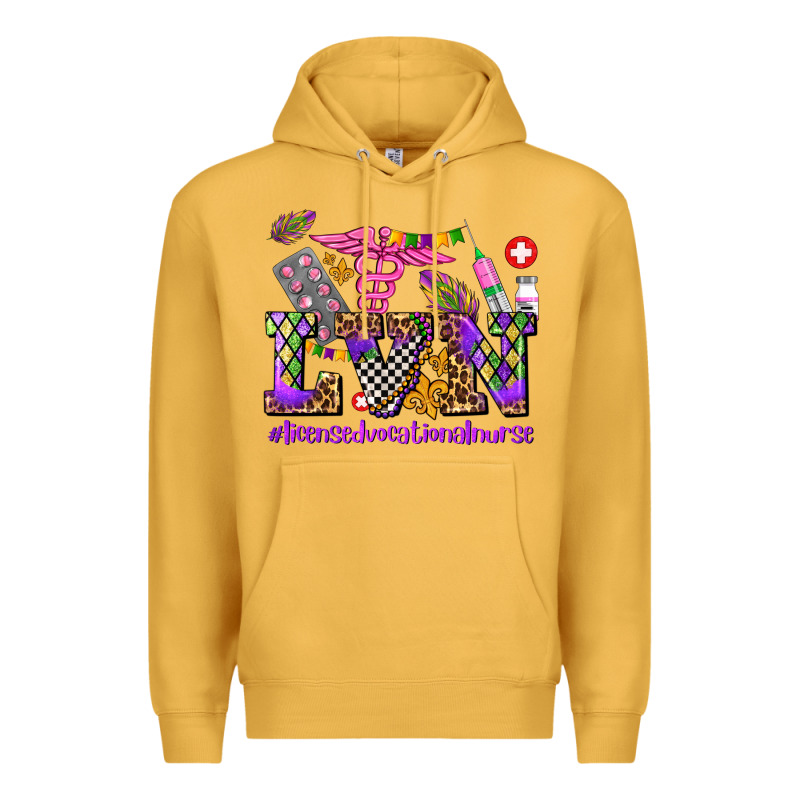 Mardi Gras  Lvn Licensed Vocational Nurse Premium Hoodie by AdoDesignShop | Teevron