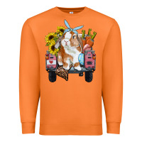 Carrot easter truck with bunny sunflowers and eggs Premium Sweatshirt - RanaPortraitStore
