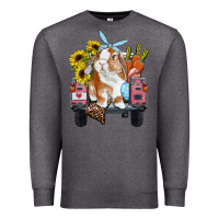 Charcoal Heather easter truck with bunny sunflowers and eggs Premium Sweatshirt - RanaPortraitStore