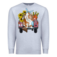 Heather Grey easter truck with bunny sunflowers and eggs Premium Sweatshirt - RanaPortraitStore