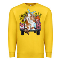 Lemon easter truck with bunny sunflowers and eggs Premium Sweatshirt - RanaPortraitStore