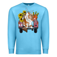Ocean Blue easter truck with bunny sunflowers and eggs Premium Sweatshirt - RanaPortraitStore