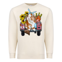 Sandshell easter truck with bunny sunflowers and eggs Premium Sweatshirt - RanaPortraitStore
