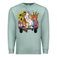 Seafoam easter truck with bunny sunflowers and eggs Premium Sweatshirt - RanaPortraitStore