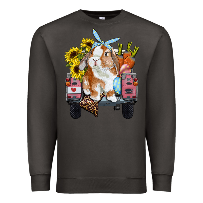 Easter Truck With Bunny Sunflowers And Eggs Premium Sweatshirt by RanaPortraitStore | Teevron