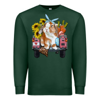 Sports Green easter truck with bunny sunflowers and eggs Premium Sweatshirt - RanaPortraitStore