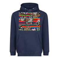 Navy cowhide leopard serape Heavyweight Hoodie - RanaPortraitStore