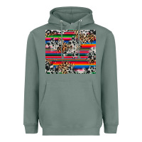 Sage cowhide leopard serape Heavyweight Hoodie - RanaPortraitStore