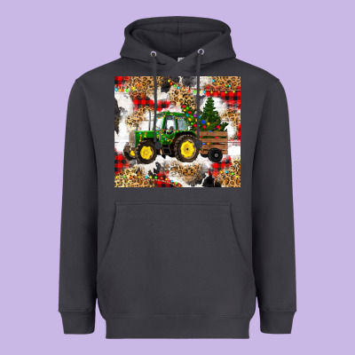 Heavyweight Hoodie christmas farm tractor