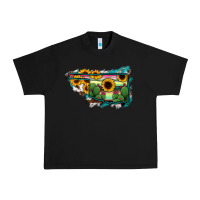 Black Oklahoma Map Sunflower Cactus Serape Urban Heavy Tee - RanaPortraitStore