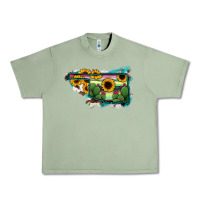 Oil Green Oklahoma Map Sunflower Cactus Serape Urban Heavy Tee - RanaPortraitStore