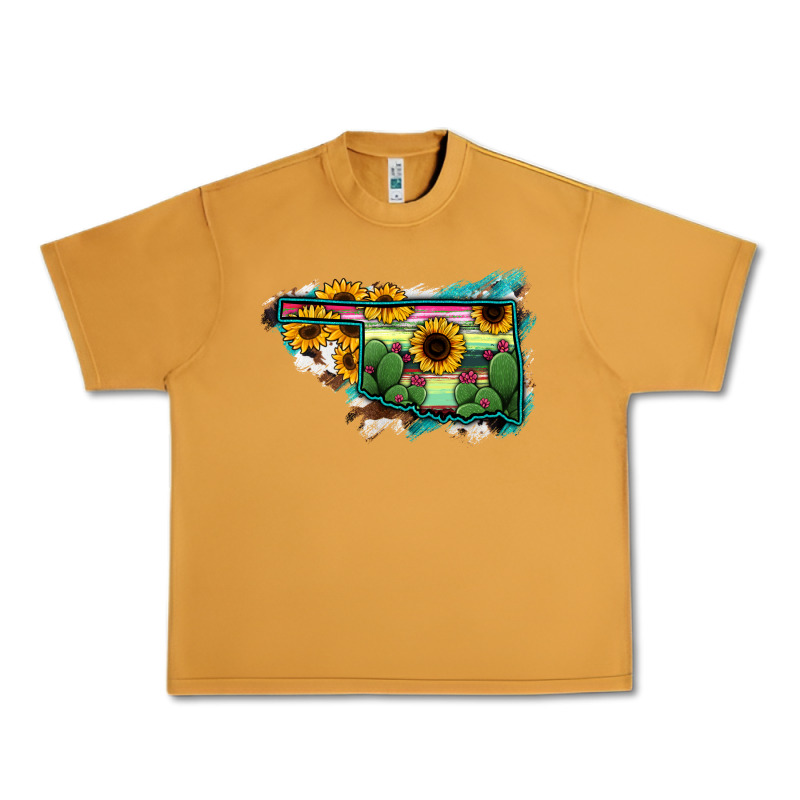 Oklahoma Map Sunflower Cactus Serape Urban Heavy Tee by RanaPortraitStore | Teevron