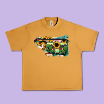 Oklahoma Map Sunflower Cactus Serape Urban Heavy Tee Designed By Ranaportraitstore