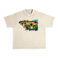 Sandshell Oklahoma Map Sunflower Cactus Serape Urban Heavy Tee - RanaPortraitStore
