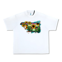 White Oklahoma Map Sunflower Cactus Serape Urban Heavy Tee - RanaPortraitStore