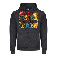 Little Sister Biggest Fan Softball Vintage Hoodie | Teevron