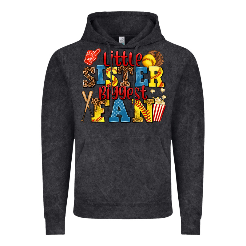 Little Sister Biggest Fan Softball Vintage Hoodie by AdoDesignShop | Teevron