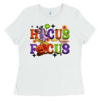 White hocus focus halloween teacher Ladies Tee - BarkalooDesign
