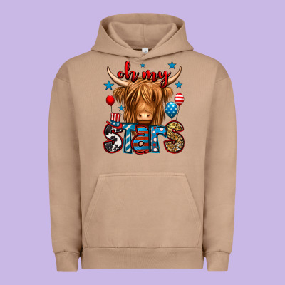 Oh My Stars 4th Of July Shaggy Cow Urban Hoodie Designed By Jasminsmagicworld