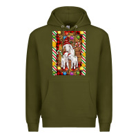 Army Green Christmas goat family Premium Hoodie - Artiststas