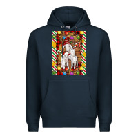 Navy Christmas goat family Premium Hoodie - Artiststas