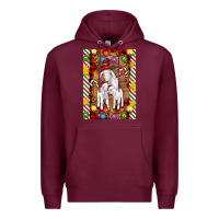 Burgundy Christmas goat family Premium Hoodie - Artiststas