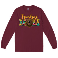 Burgundy fearless mom bear Long Sleeve Tee - BarkalooDesign