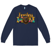 Navy fearless mom bear Long Sleeve Tee - BarkalooDesign