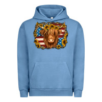 Pigment Pebble Blue 4th of july shaggy cow Urban Hoodie - Jasminsmagicworld